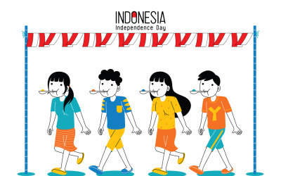 Den nezávislosti Indonésie vektorové ilustrace #05