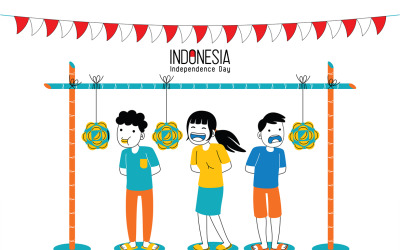Endonezya Bağımsızlık Günü Vektör İllüstrasyon #08