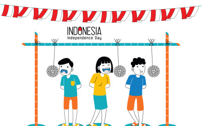 Endonezya Bağımsızlık Günü Vektör İllüstrasyonu #09
