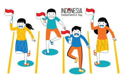 Den nezávislosti Indonésie vektorové ilustrace #10