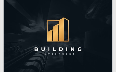Investeringsgebouw eigendom gouden logo