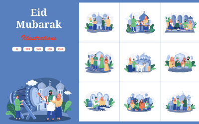 M514_Eid Mubarak Illustrationspaket