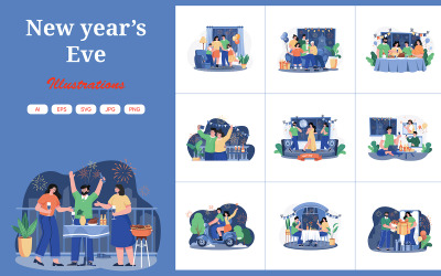 M520_Pacchetto illustrazioni di Capodanno