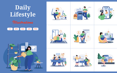 M532_Daily Lifestyle Illustrationspaket