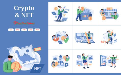 Pakiet ilustracji M505_NFT i kryptowalut