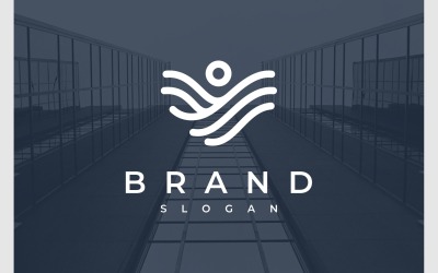 Soyut Dalga Akışı İnsanlar Basit Logo