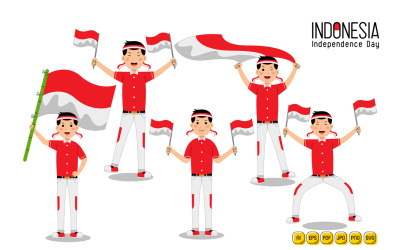 Молодой человек празднует День независимости Индонезии № 01