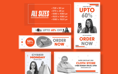 Anuncios de banner web de venta Cyber Monday