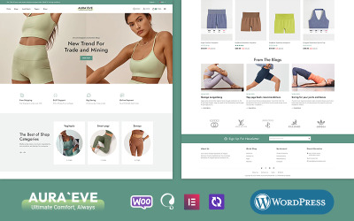 AuraEve - WooCommerce-tema för yogakläder, fitness och sport
