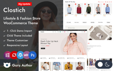 Clostich - Tema responsivo WooCommerce Elementor de loja de moda e estilo de vida