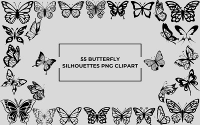 55 silhuetas de borboleta PNG clipart