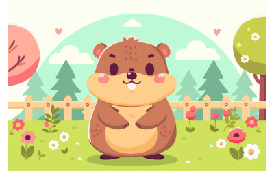 Ilustración de tarjeta de felicitación feliz día de la marmota