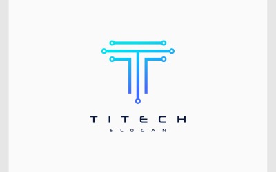 Логотип технологии цепи буквы Т