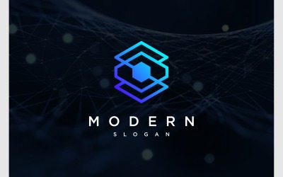 Logotipo de tecnología de seguridad hexagonal