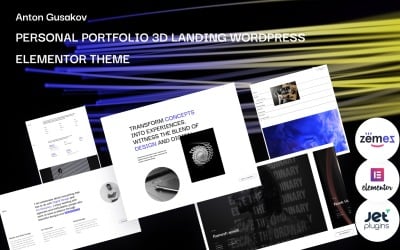 Anton Gusakov – 3D-Landingpage &amp;amp; persönliches Portfolio WordPress-Theme für kreative Präsentationswebseiten