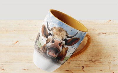 Bull funny Animal head peeking on white background 3