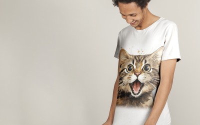Cat funny Animal head peeking on white background 2