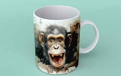 chimpanzee funny Animal head peeking on white background