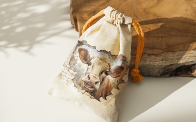 cow funny Animal head peeking on white background 15