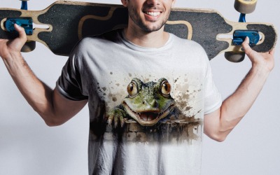 crocodile funny Animal head peeking on white background 2
