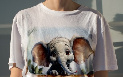 Elephant funny Animal head peeking on white background
