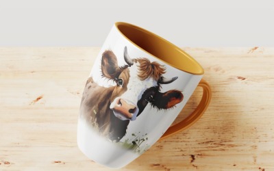 mucca divertente Testa di animale che dà una occhiata su sfondo bianco 16