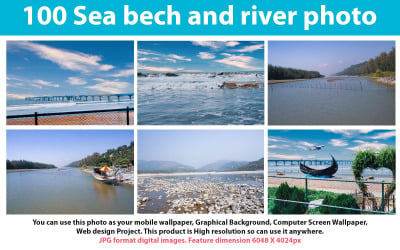 Pacote de 100 fotos de mar e rio