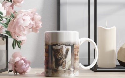Roligt djurhuvud för katt som kikar på vit bakgrund 3