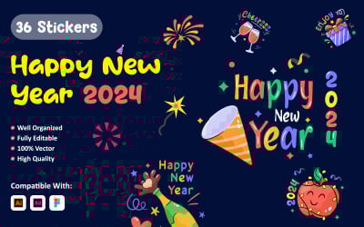 Happy new year cute Stickers