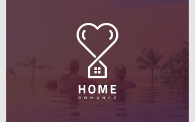 Logo del cuore di amore della casa domestica