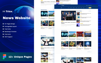 Modello di interfaccia utente del sito Web Figma per blog e riviste