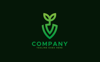Plantilla de diseño de logotipo de planta de jardinería escudo