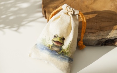 Frog funny Animal head peeking on white background 5
