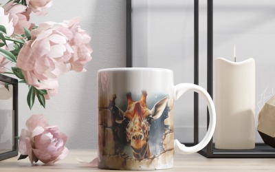 Giraff roligt djurhuvud som kikar på vit bakgrund 5