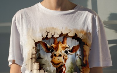 Giraffa divertente testa di animale che dà una occhiata su sfondo bianco