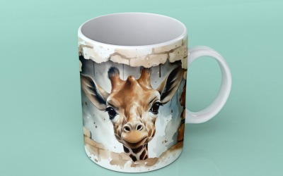 Giraffe funny Animal head peeking on white background 1