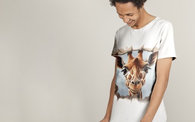 Giraffe funny Animal head peeking on white background 3