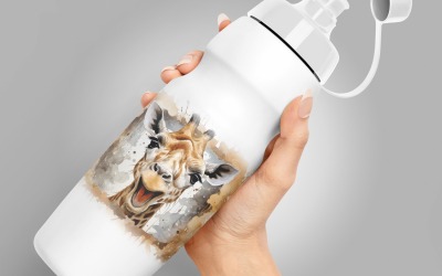 Giraffe funny Animal head peeking on white background 6
