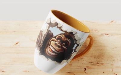 gorilla funny Animal head peeking on white background 4