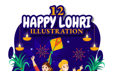 12 Feliz Festival Lohri Ilustración