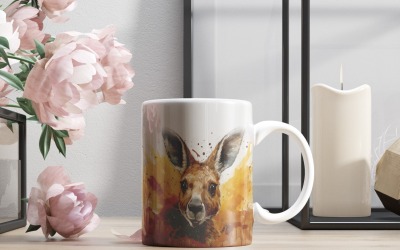 kangroo roligt djurhuvud som kikar på vit bakgrund 1
