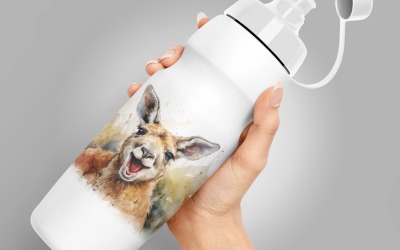 kangroo roligt djurhuvud som kikar på vit bakgrund 2