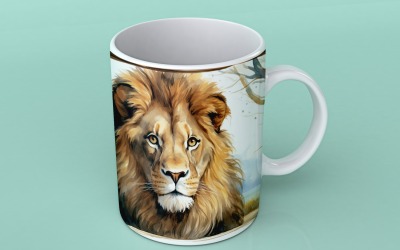 lion funny Animal head peeking on white background 4