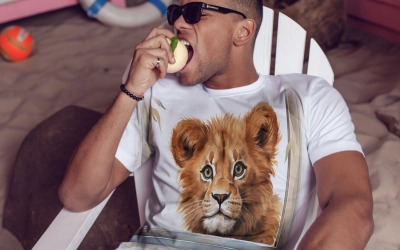 lion funny Animal head peeking on white background 5