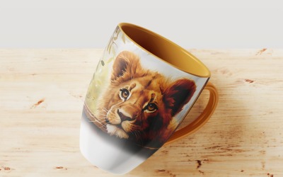 lion funny Animal head peeking on white background 8