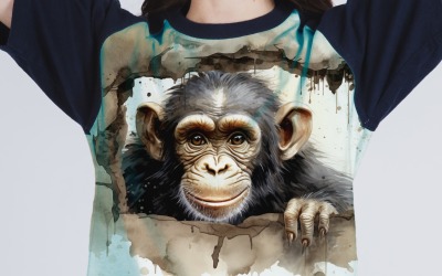 monkey funny Animal head peeking on white background 1