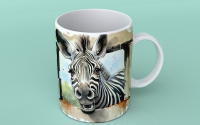 Zebra funny Animal head peeking on white background 1