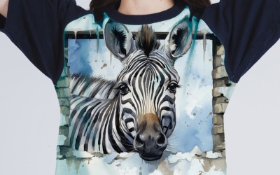 Zebra roligt djurhuvud som kikar på vit bakgrund 6