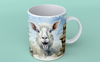 aheep funny Animal head peeking on white background 1