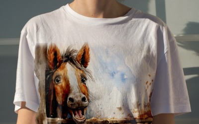 cavallo divertente Testa di animale che dà una occhiata su sfondo bianco 1